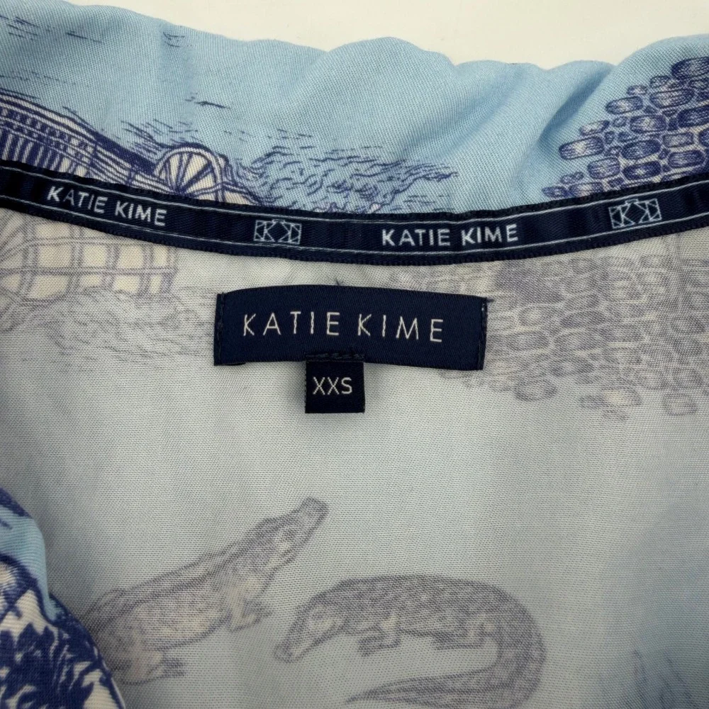 Katie Kime Pajama Set Women XXS Blue New Orleans Toile Short Sleeve Cotton Modal
